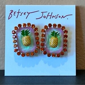 BETSEY JOHNSON Pineapple Stone Crystal Stud Earrings